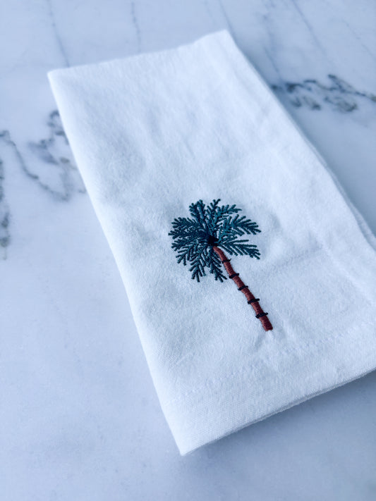 Embroidered palm tree napkin set