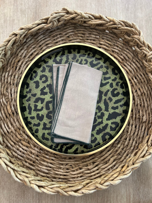 Sand napkin set with coloured trim
