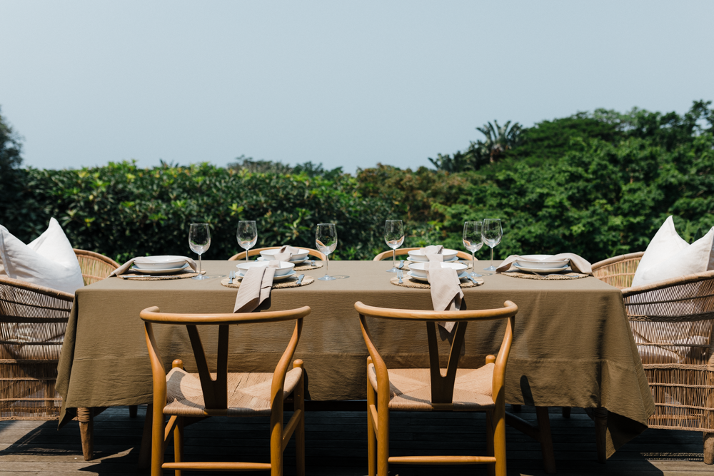 Forest green tablecloth