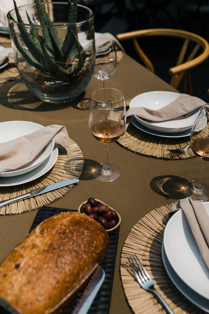 Forest green tablecloth
