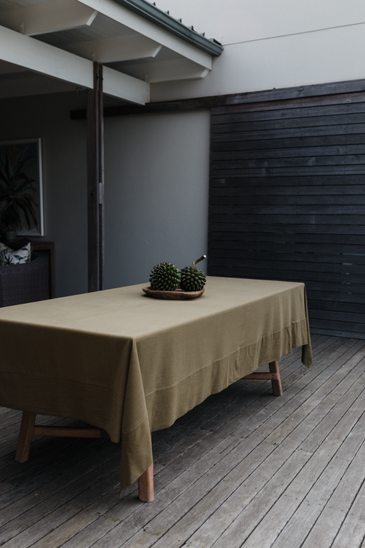 Forest green tablecloth