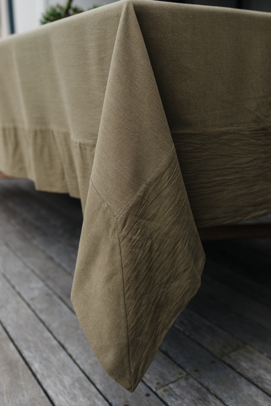 Forest green tablecloth