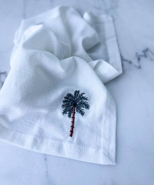 Embroidered palm tree napkin set