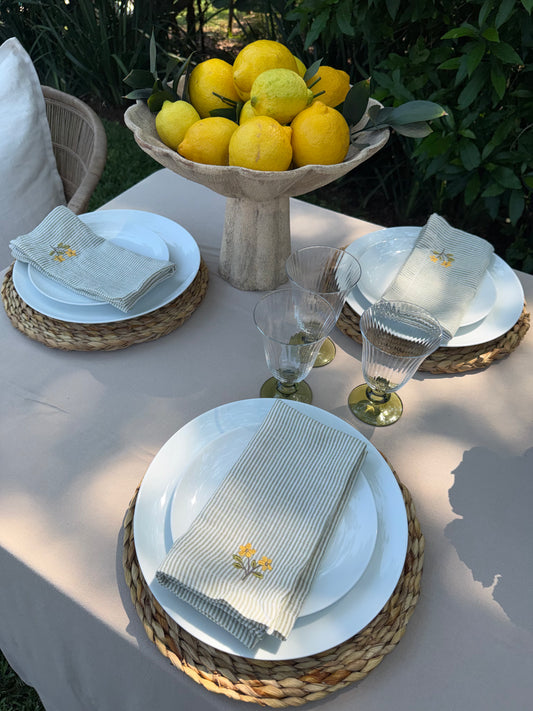 Flower embroidered napkins