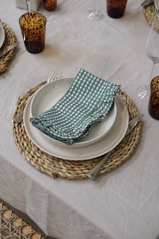 The green check frill napkin set