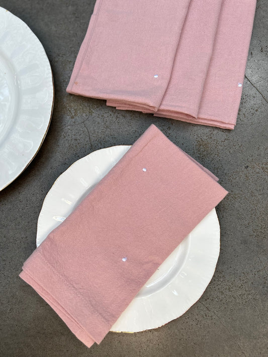 Embroidered Rosé napkin set
