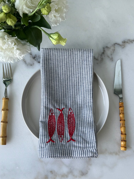 Fish embroidery napkins